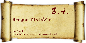 Breyer Alvián névjegykártya